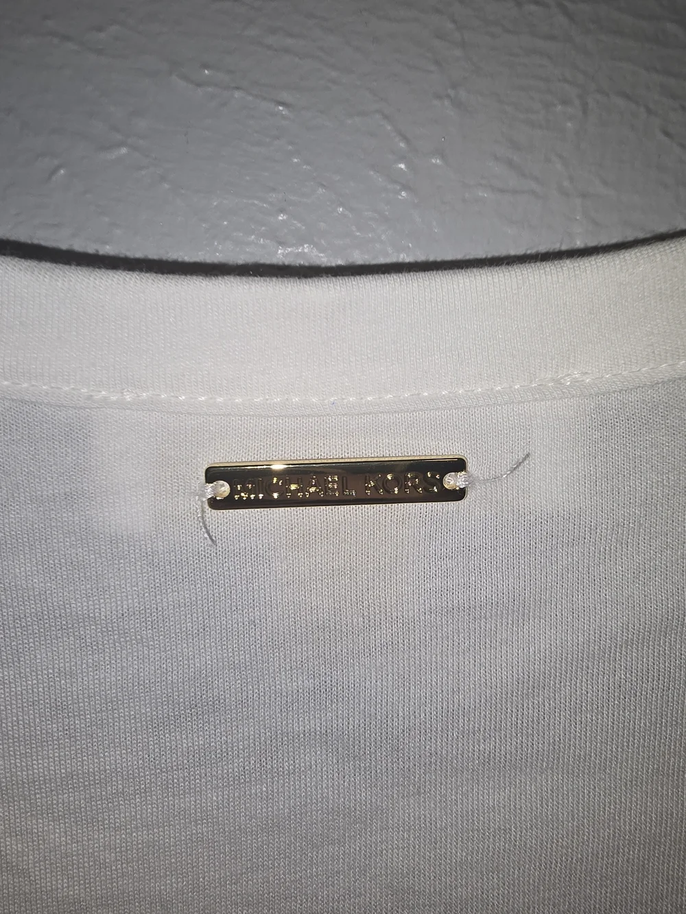 Michael Kors Cream Short Sleeve Tee with Gold Hardware